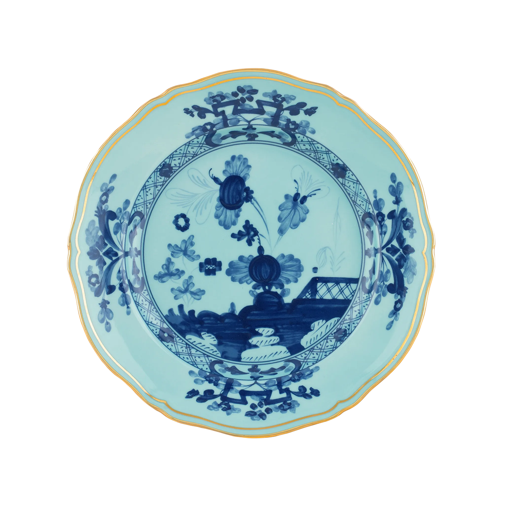 Vista frontal do Prato Sobremesa Oriente Italiano Íris.