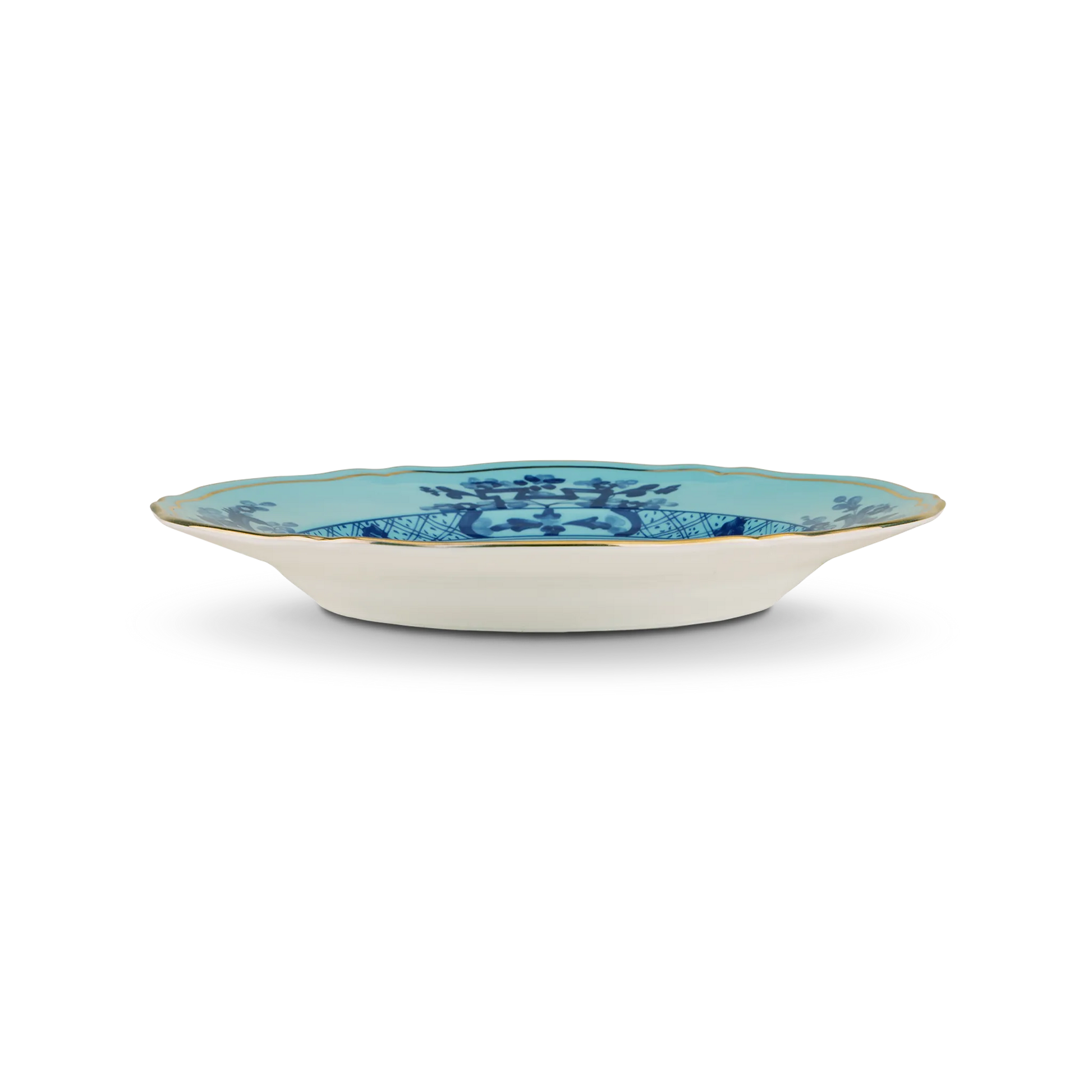 Vista lateral do Prato Sobremesa Oriente Italiano Íris.