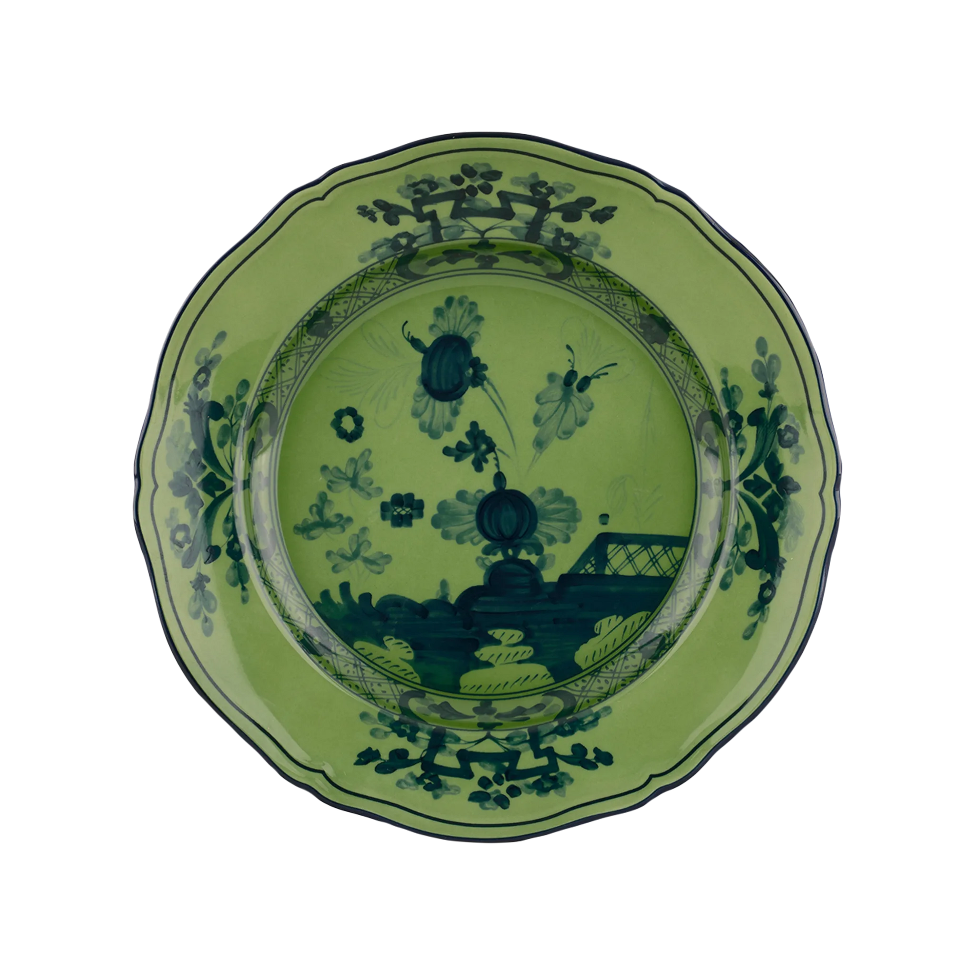 Vista frontal do Prato Sobremesa Oriente Italiano Malachite.