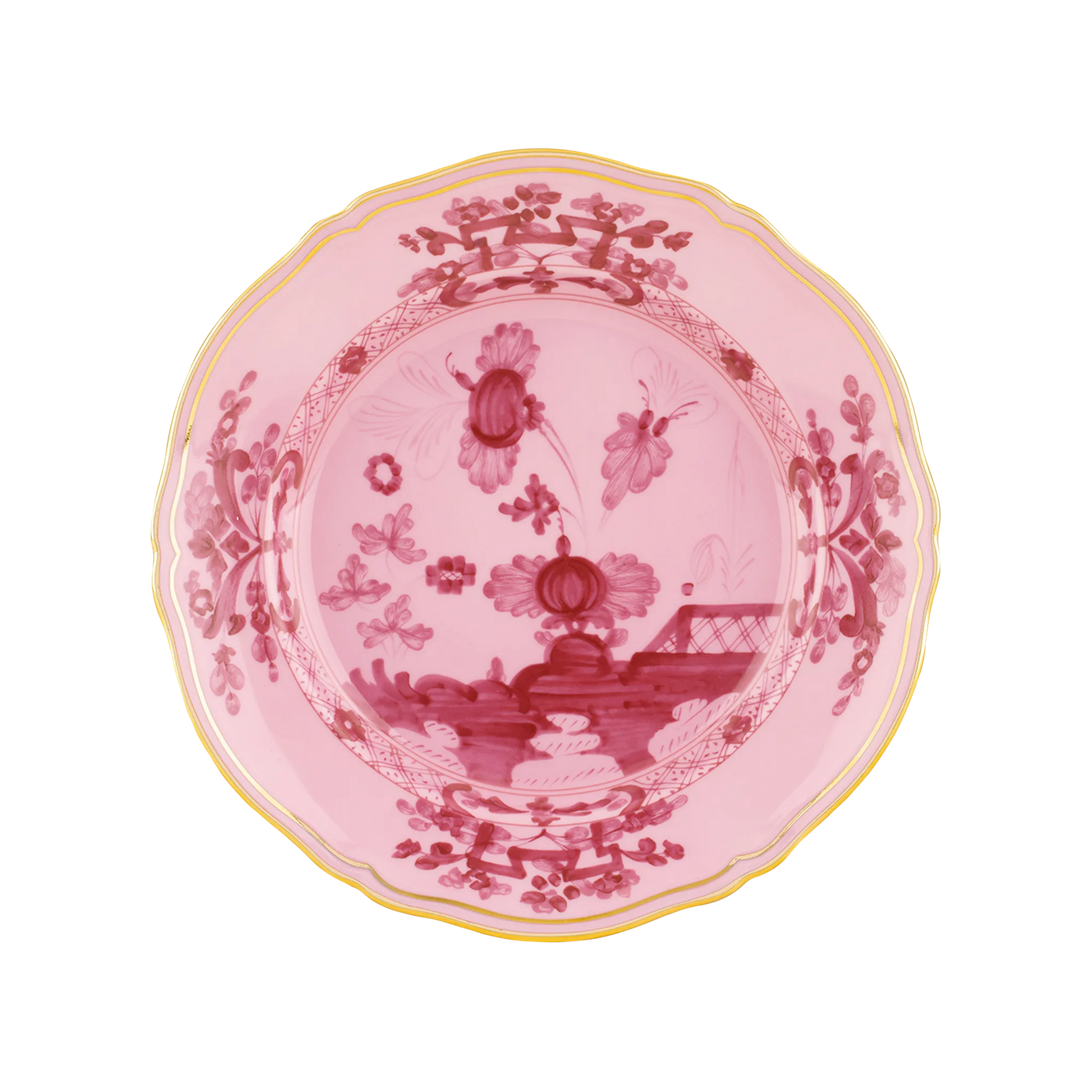 Vista frontal do Prato Sobremesa Oriente Italiano Porpora.