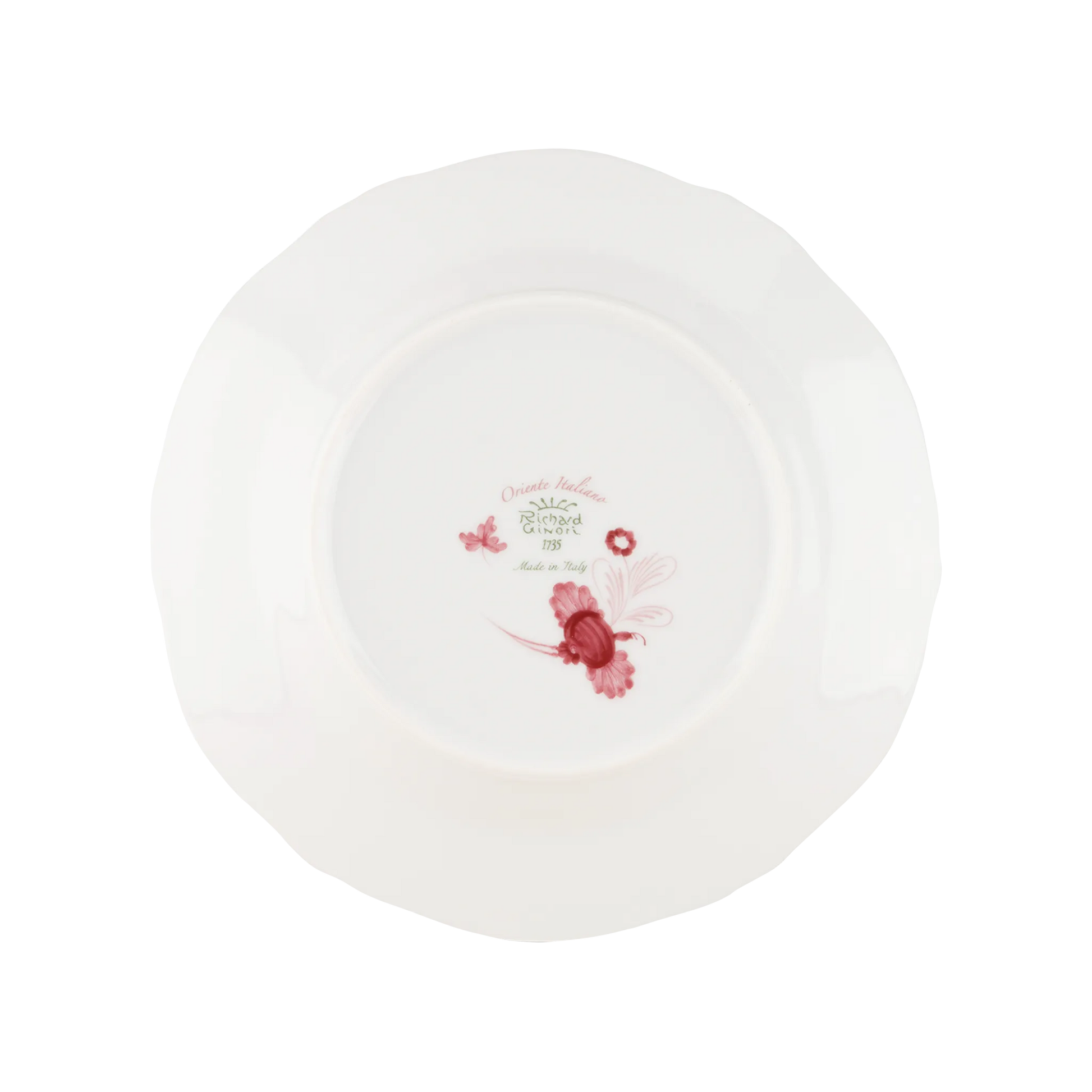 Verso do Prato Sobremesa Oriente Italiano Porpora.