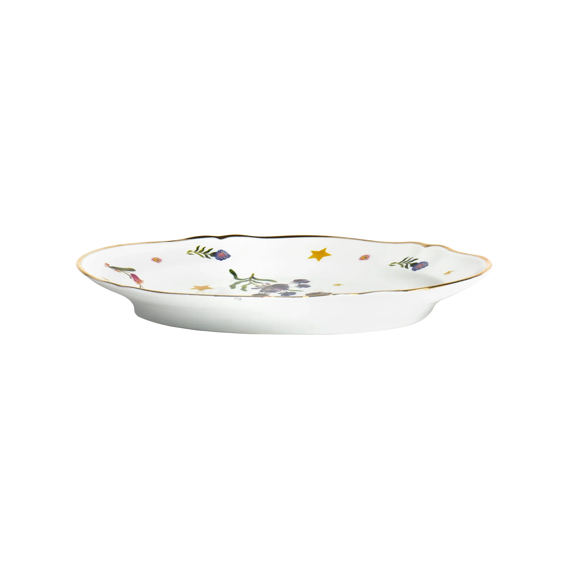 Vista lateral da Travessa Oval Floral Vintage.