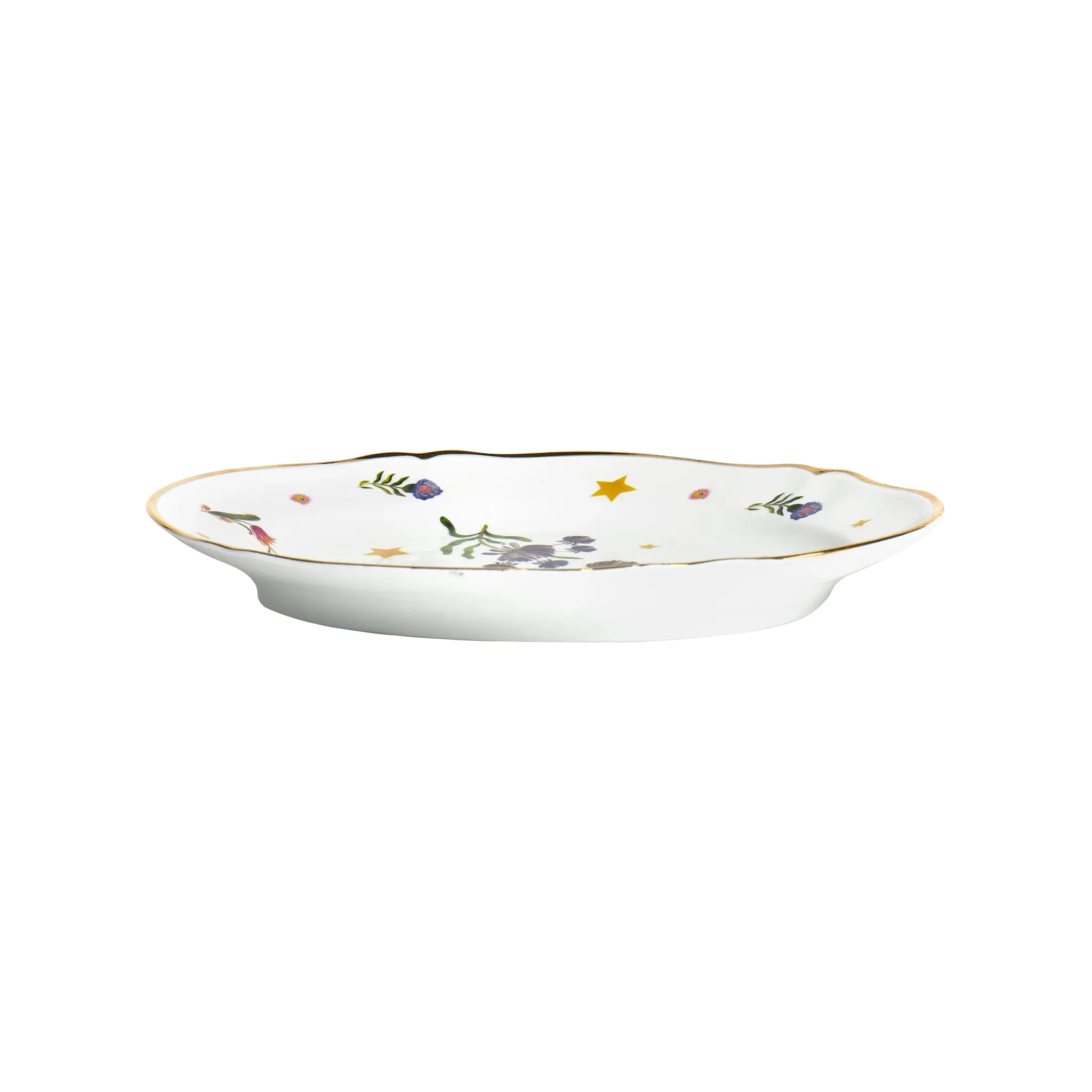 Vista lateral da Travessa Oval Floral Vintage.