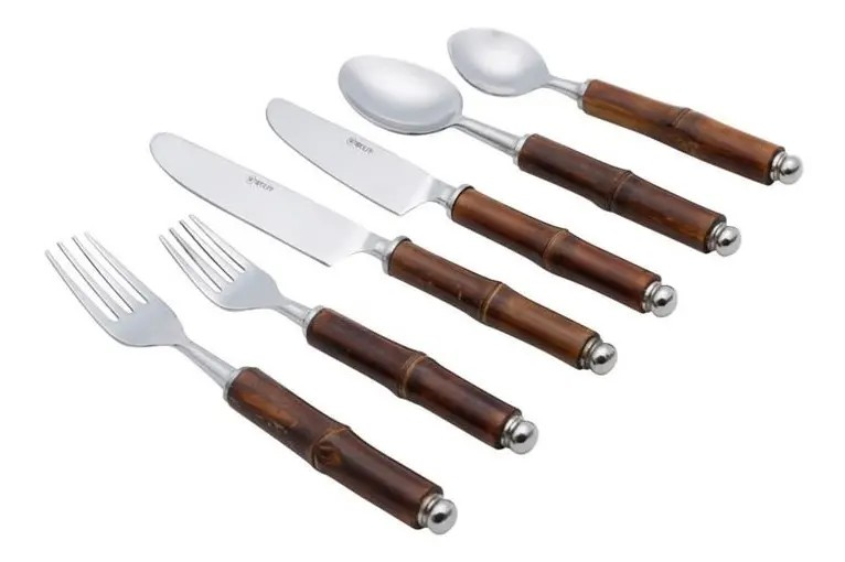 Set Faqueiro Bambu Escuro Inox