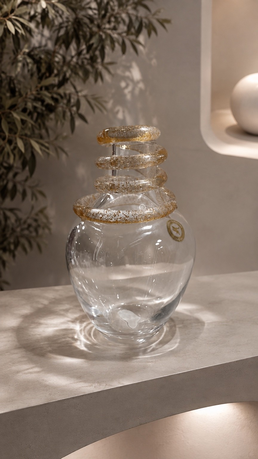 Vaso Murano Lorenna Ouro